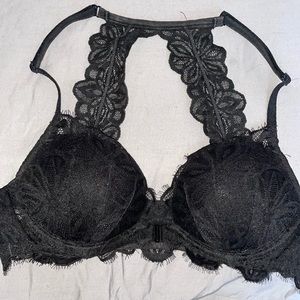 Black lace racerback push-up bra VS PINK